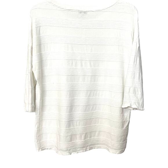 STREET ONE 3/4 SLEEVE PULL-OVER CREW NECK TOP, WOMENS, L-XL, IVORY-RIBBRD LAYERS - Picture 4 of 10